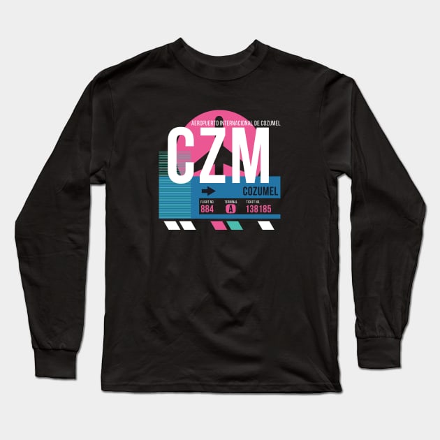 Cozumel (CZM) Airport // Sunset Baggage Tag Long Sleeve T-Shirt by Now Boarding